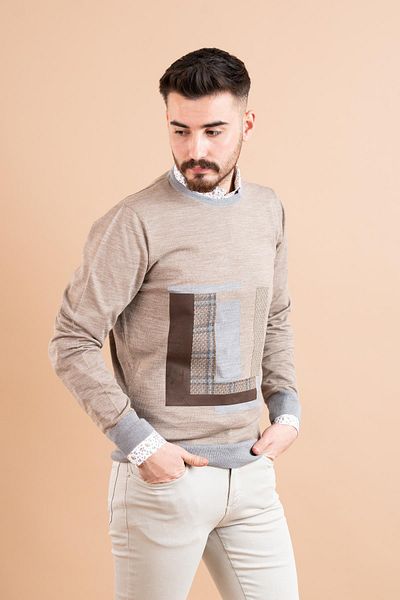 Ecer Ανδρικό πουλόβερ με λεπτό πλεκτό σχέδιο Slimfit Piece