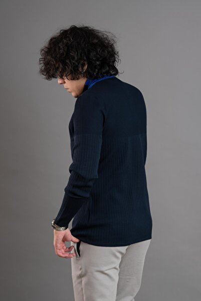 AKÇAYLAR Світшот з блискавкою, коміром-стійкою та еластичною стрічкою для чоловіків