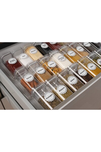 color house Acrylic Jar Spice Rack Square 300 Cc 18 Pieces Acrylic Vacuum Lid Transparent (EXCLUDING STANDS)