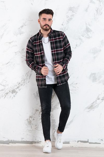 ADVANTE Ανδρικό καρό πουκάμισο ξυλοκόπο Slimfit