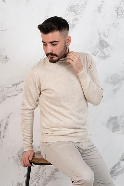 AKÇAYLAR Ανδρικό πλεκτό πουλόβερ Slimfit με ψηλό λαιμό