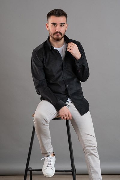 Dorss Мъжка тънка кадифена риза Slimfit