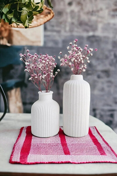 SOOA Διακοσμητικό Σετ Βάζας από Μπετόν Σκανδιναβικού Στυλ Μίνι και Ψηλό Σετ 2 τεμαχίων