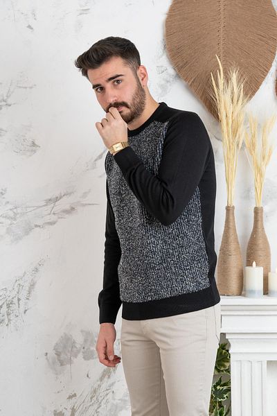 nehir by ahmet fulker Мъжки трикотажен пуловер Nehir By Faruk Ülker с нулева яка