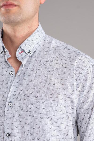 BİCAN Bican Класичний крій з кишенями та візерунком, сорочка з довгими рукавами