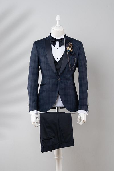 TORRES Combined Batik Checked Tuxedo Suit