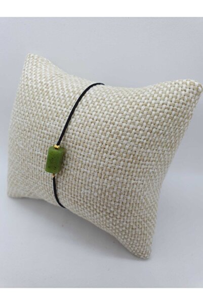 Doğal Taş Dünyası Sertifikalı Doğal Taş Yeşim Taşı Bileklik Siyah Ip