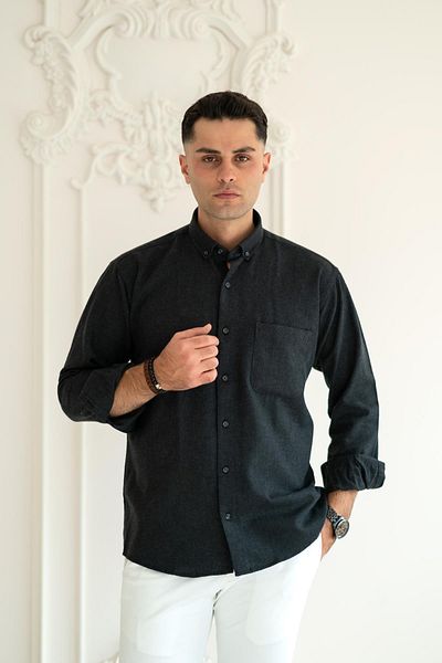 BİCAN Χειμερινό ανδρικό πουκάμισο Bican Casual Cut με χοντρό ύφασμα με τσέπες