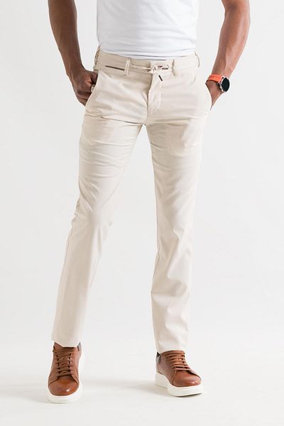 Ecer Slimfit Λεπτό καλοκαιρινό υφασμάτινο παντελόνι Jogger με ελαστική μέση και κλωστή