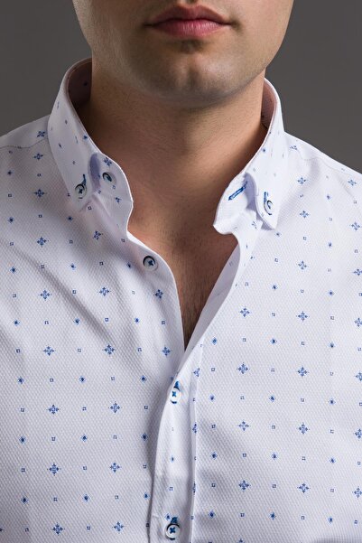 ADVANTE Cămașă pentru bărbați cu mânecă lungă, cu guler cu nasturi, cu model