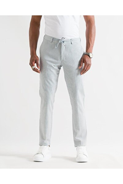 AKÇAYLAR Слімфіт смугасті з еластичним поясом, подвійними швами та трубоподібними штанинами літні чоловічі джоггер-штани