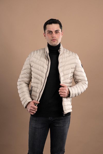 AKÇAYLAR Ανδρικό παλτό Puffer με φερμουάρ Slimfit Stand Collar