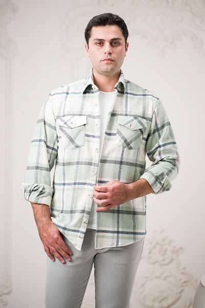 ModTime Ανδρικό πουκάμισο Ξυλοκόπος Slimfit διπλής τσέπης, καρό βαμβακερό χοντρό