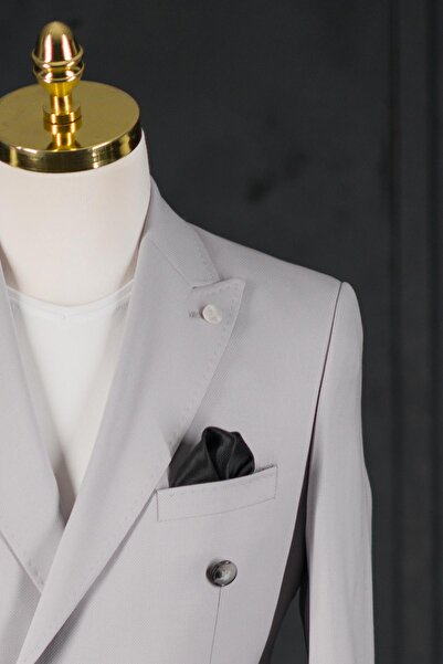 Sır Regular Fit Çift Yırtmaç Astarlı Erkek Kruvaze Tek Ceket