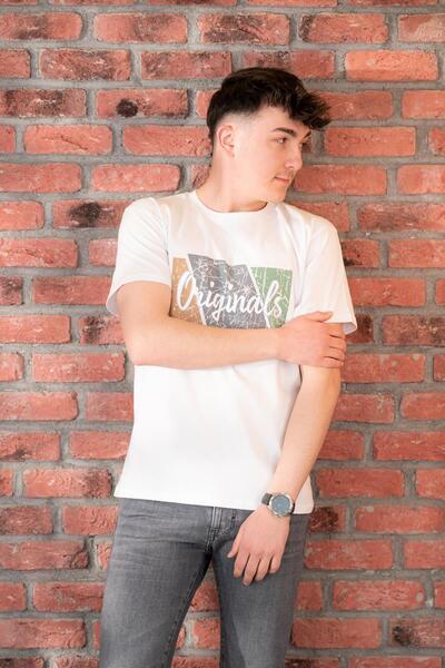 FBI Tricou bărbătesc din bumbac slimfit cu model de blugi