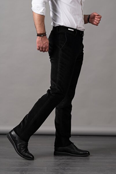 Ecer Ανδρικό βελούδινο παντελόνι με κανονική εφαρμογή βαμβακερό χοντρό κορδόνι