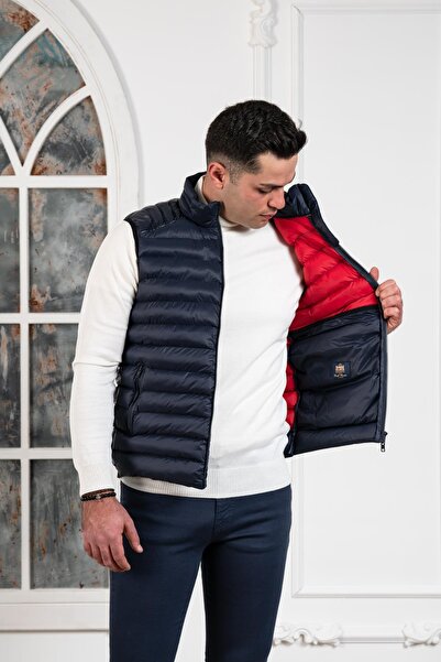 AKÇAYLAR Slimfit Чоловічий жилет з прямим коміром та застібкою-блискавкою