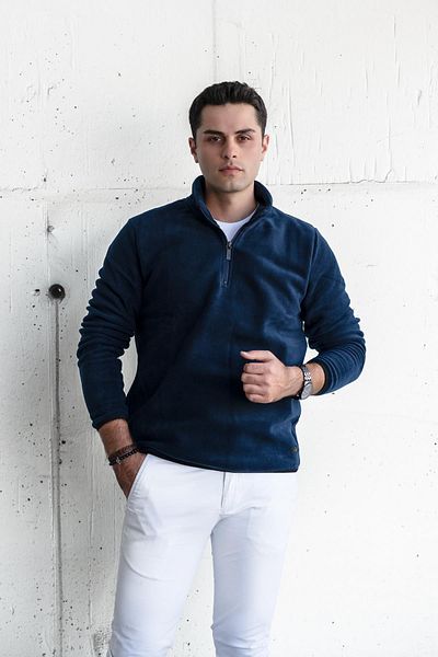 AKÇAYLAR Ανδρικό φούτερ Slimfit με γιακά με φερμουάρ