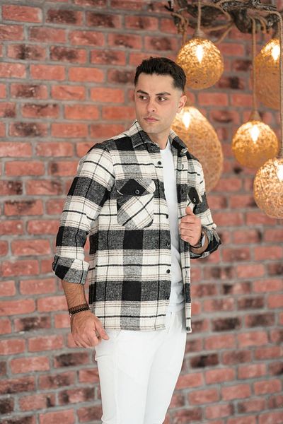 AKÇAYLAR Мъжка дебела карирана риза Lumberjack с двоен джоб