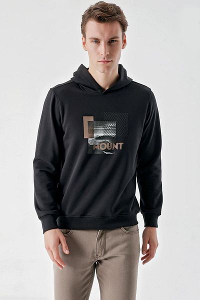 AKÇAYLAR Slimfit Hooded Front Printed 2 Thread Men's Sweatshirt