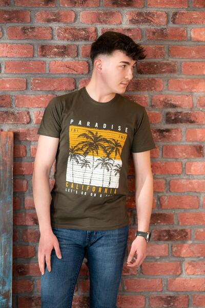 FBI Tricou bărbătesc din bumbac slimfit cu model de blugi