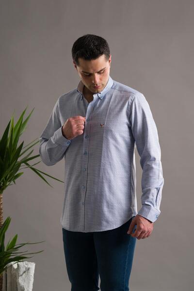 Dorss Регулярний крій, крапчастий візерунок, комір на ґудзиках, бавовняна тканина, довгі рукави, чоловіча сорочка