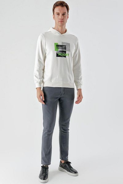 AKÇAYLAR Slimfit Hooded Front Printed 2 Thread Men's Sweatshirt