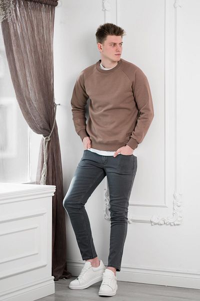 FBI Slimfit 3 Thread Crew Neck φούτερ με Fleece εσωτερικά