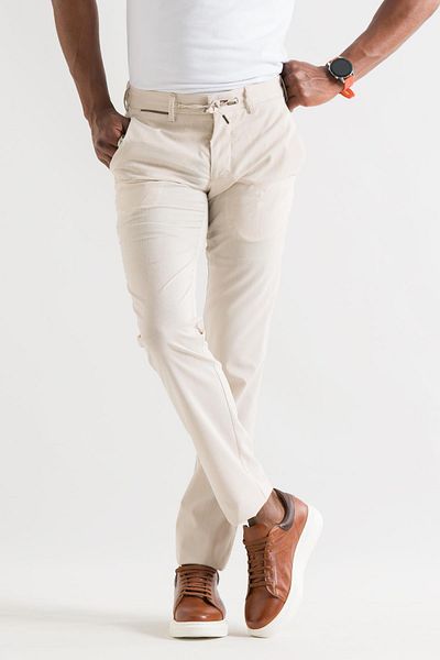 Ecer Slimfit Λεπτό καλοκαιρινό υφασμάτινο παντελόνι Jogger με ελαστική μέση και κλωστή