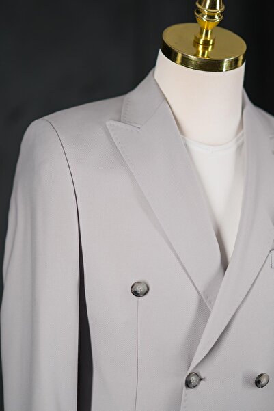 Sır Regular Fit Çift Yırtmaç Astarlı Erkek Kruvaze Tek Ceket