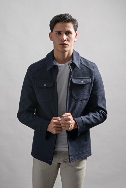 ADVANTE Regular Fit Yakalı Yan Ve Kapak Cepli Astarlı Çıt Çıt Kapamalı Kaşmir Erkek Mont