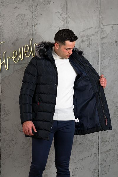 AKÇAYLAR Мъжко спортно ватирано палто Slimfit с качулка и подплата
