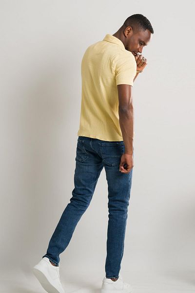 AKÇAYLAR Cămașă Slimfit cu mânecă scurtă de vară cu dungi Lycra pentru bărbați