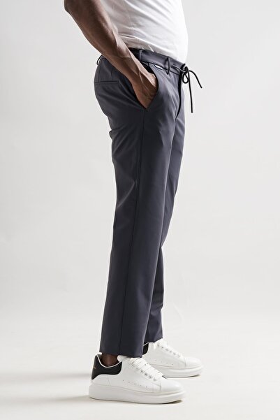Ecer Slimfit Beli Lastikli Ve İplikli Polyamid Hafif Parlak Kışlık Kumaş Erkek Jogger Pantolon