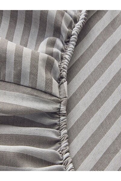Osmanlı Home Concept Stripe Striped Cotton Satin Double Elastic Sheet + 2 Pillowcases 160x200