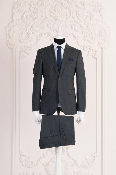 Sır Ανδρικό κοστούμι με ριγέ μυτερό γιακά 6 Drop Double Slit Regular Fit