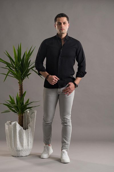 ModTime Slimfit Seersucker яка с копчета и дълги ръкави
