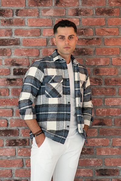 AKÇAYLAR Мъжка дебела карирана риза Lumberjack с двоен джоб