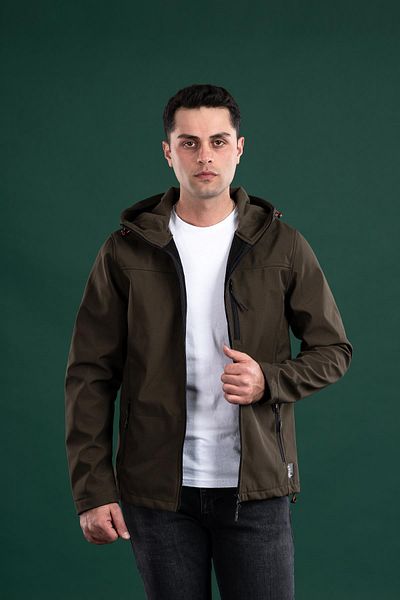 AKÇAYLAR Ανοιξιάτικο ανδρικό παλτό με κουκούλα Slimfit με φερμουάρ Fbi