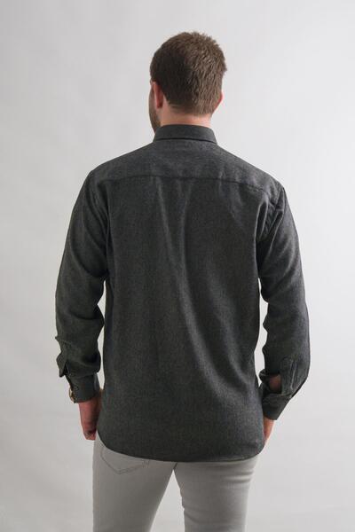 BİCAN Зручний крій, кишені, комір на ґудзиках, армурований, з точковим візерунком, зимовий чоловічий сорочка