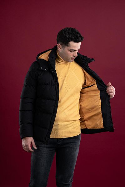 AKÇAYLAR Ανδρικό πουφερ παλτό με κουκούλα Slimfit