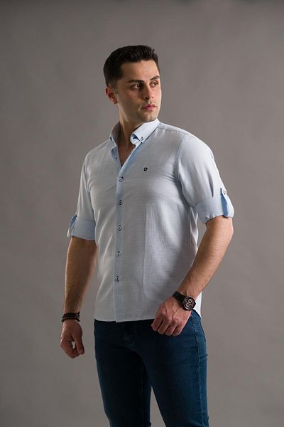 AKÇAYLAR Cămașă pentru bărbați cu mânecă lungă, cu guler Dobby, cu nasturi