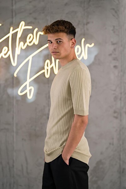 AKÇAYLAR Слімфіт з еластаном, без коміра, чоловічий трикотажний футболка