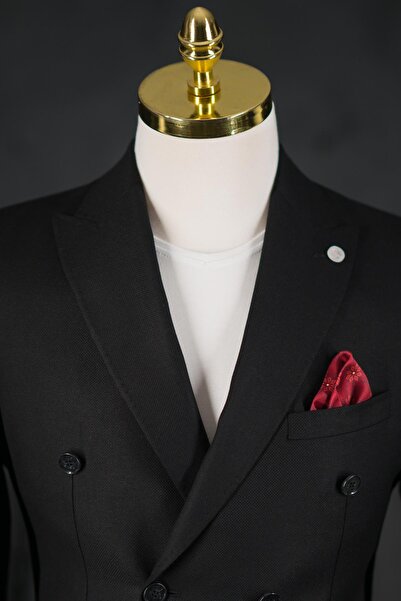 Sır Regular Fit Çift Yırtmaç Astarlı Erkek Kruvaze Tek Ceket