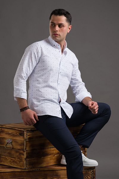 ADVANTE Ανδρικό πουκάμισο με μοτίβο Slimfit με γιακά με μακρυμάνικο