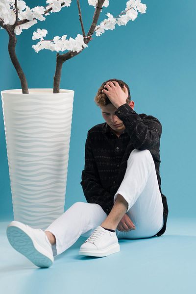 AKÇAYLAR Мъжка лятна риза с дълъг ръкав и шарки Oversize