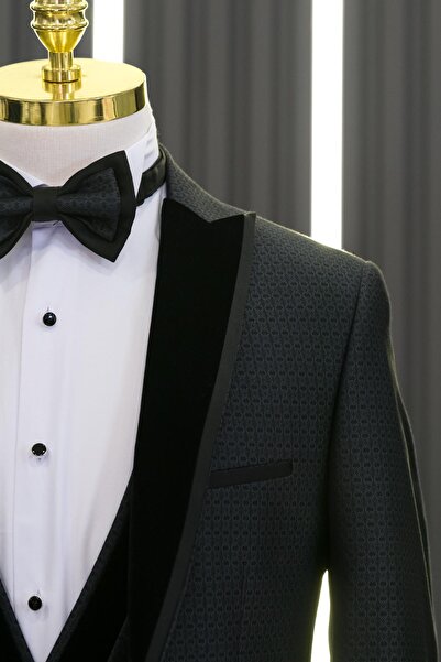 AKÇAYLAR Жилет з оксамитовим коміром і оксамитовим жилетом, смокінг і краватка-метелик від Dobby Swallow