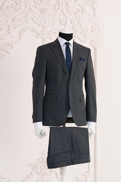 Sır Ανδρικό κοστούμι με ριγέ μυτερό γιακά 6 Drop Double Slit Regular Fit