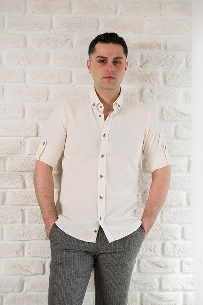 ADVANTE Cămașă Slimfit pentru bărbați cu nasturi cu rever