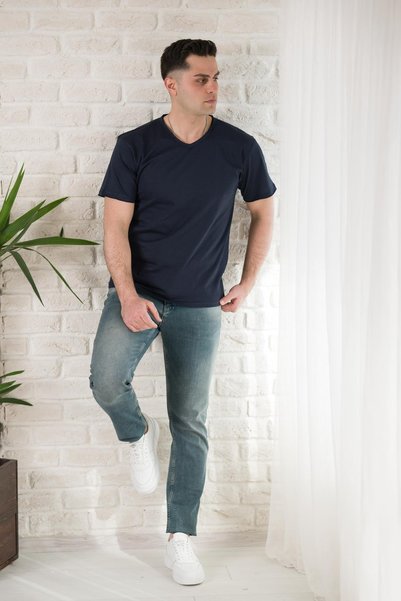 FBI Slimfit Ripped V-Neck Cotton Men's Summer T-shirt